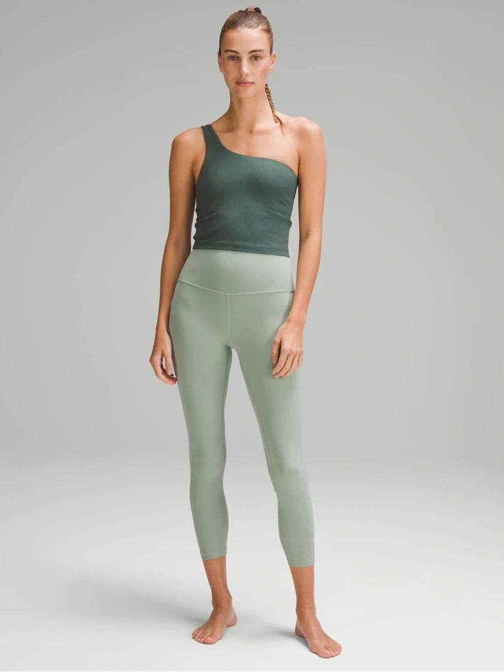 Lululemon Ribbed Nulu Asymmetrical Yoga Tank Top in Dark Forest Size 8